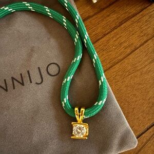 DANNIJO Green and Gold Necklace with Crystal Pendant